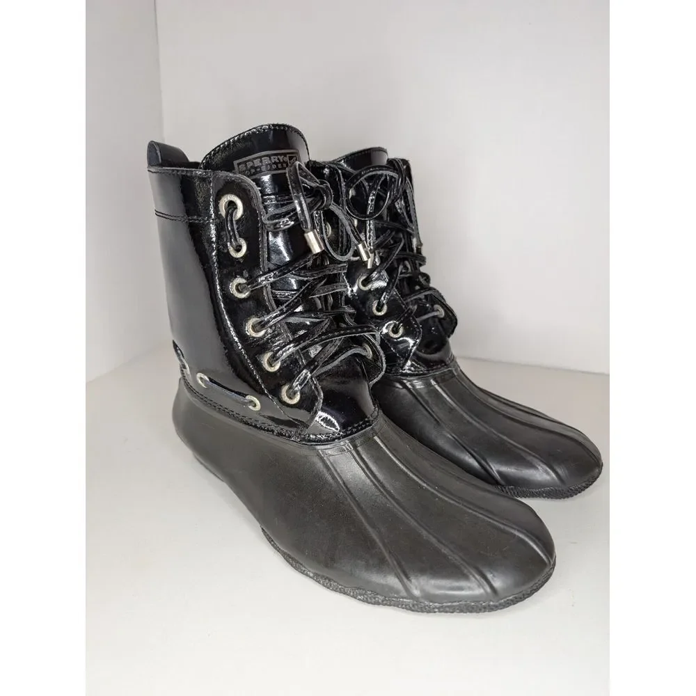 Sperry Top Sider Womens Saltwater Black‎ Waterproof Rubber Rainboots Size 9